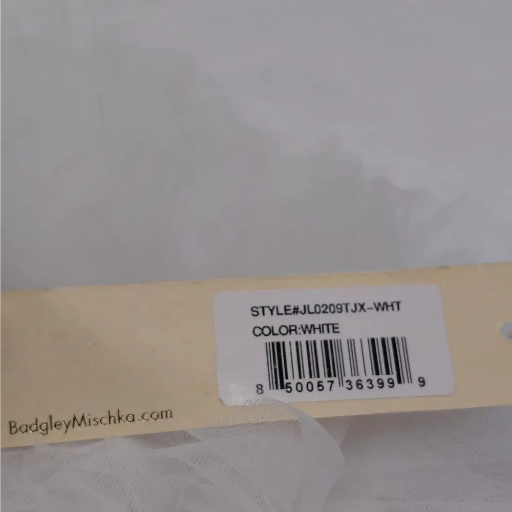 Badgley Mischka Womens Evening Bag White Tulle Rhinestone Bridal Formal Wedding